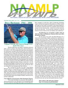 Newsletter Spring 2005 Vol. 27 No. 1  Dave BucknamLongtime Colorado AML Program Manager Loses Battle With Cancer