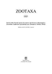 ZOOTAXA 1323 Review of the Nearctic species of Leiophron and Peristenus (Hymenoptera: Braconidae: Euphorinae) parasitizing Lygus (Hemiptera: Miridae: Mirini) HENRI GOULET & PETER G. MASON
