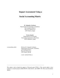 Impact Assessment Using a Social Accounting Matrix M. Alejandro Cardenete Departamento de Economía y Estadística Universidad de Huelva