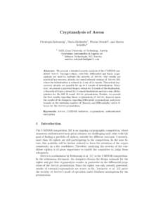 Cryptanalysis of Ascon Christoph Dobraunig1 , Maria Eichlseder1 , Florian Mendel1 , and Martin Schl¨affer2 1  IAIK, Graz University of Technology, Austria