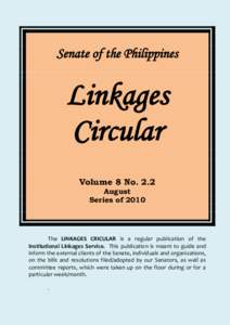 Senate of the Philippines  Linkages Circular Volume 8 No. 2.2 August