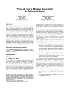 Why and How to Measure Exploration in Behavioral Space Charles Ollion Stéphane Doncieux
