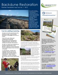 Backdune Restoration Partners Newsletter Year Two No. 1, 2012 The variation between backdune environments in New Zealand is immense. As the Dunes