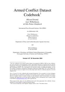 Armed Conflict Dataset 1 Codebook Håvard Strand, Lars Wilhelmsen, & Nils Petter Gleditsch