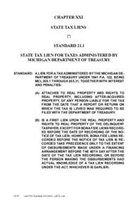 chapter xxI state tax liens standard 21.1 state tax lien for taxes administered by michigan department of treasury