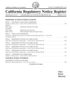 California Regulatory Notice Register 2016, Volume No. 6-Z