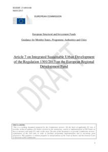 EGESIF_152015 EUROPEAN COMMISSION European Structural and Investment Funds Guidance for Member States, Programme Authorities and Cities
