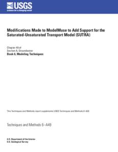 Modifications Made to ModelMuse to Add Support for the Saturated-Unsaturated Transport Model (SUTRA) Chapter 49 of Section A, Groundwater  Book 6, Modeling Techniques