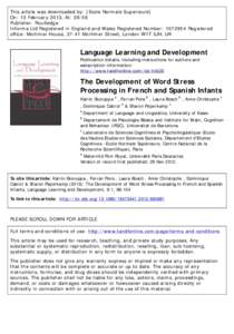 This article was downloaded by: [Ecole Normale Superieure] On: 13 February 2013, At: 06:58 Publisher: Routledge Informa Ltd Registered in England and Wales Registered Number: Registered office: Mortimer House, 37