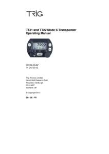 TT21 and TT22 Mode S Transponder Operating ManualAF 14 Oct 2013