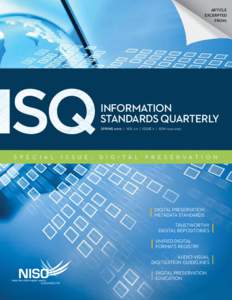 article excerpted from: Information Standards Quarterly