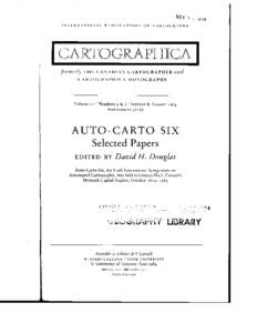 NOV INTERNATIONAL PUBLICATIONS ON CARTOGRAPHY CARTOGRAPHICA formerly THE CANADIAN CARTOGRAPHER and CARTOGRAPHICA MONOGRAPHS