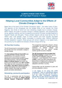 Climate change case study: UK fast start finance in action - Helping local communities adapt to the effects of climate change in Nepal