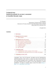 Technical Note: Statistical methods for accuracy assesment of classified thematic maps D G Rossiter Department of Earth Systems Analysis