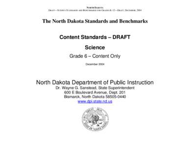 ND Science Standards and Benchmarks for Grades K-12