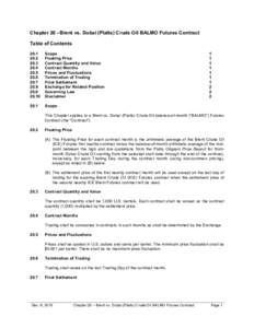 Chapter 20 –Brent vs. Dubai (Platts) Crude Oil BALMO Futures Contract Table of Contents20.4