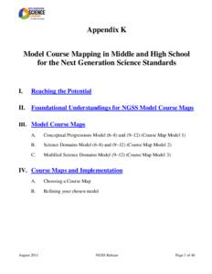 Appendix K Model Course Mapping in Middle and High School for the Next Generation Science Standards I.