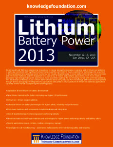 Lithium Battery Power knowledgefoundation.com 9th Annual International Conference