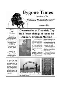 Bygone Times Newsletter of the Troutdale Historical Society January 2011