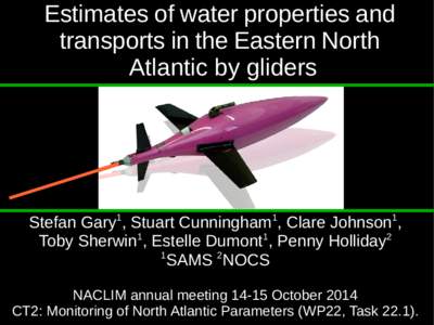 Estimates of water properties and transports in the Eastern North Atlantic by gliders 1