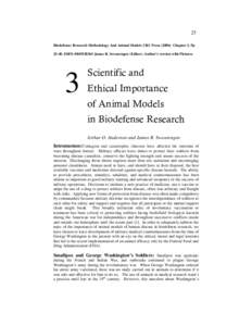 Scientific and Ethical Importance of Animal Models of Human Disease in Biodefense Research