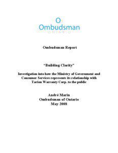 Ombudsman Report  “Building Clarity”