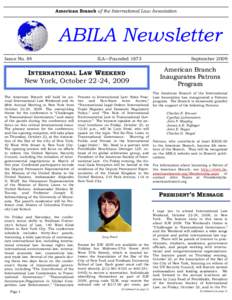 American Branch of the International Law Association  ABILA Newsletter Issue No. 84  ILA—Founded 1873