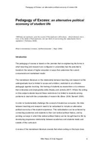 Student as Producer – the politics of research based teaching