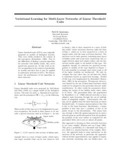 Variational Learning for Multi-Layer Networks of Linear Threshold Units Neil D. Lawrence, Microsoft Research, St George House,