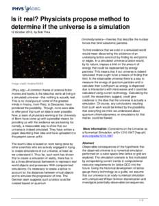 Is it real? Physicists propose method to determine if the universe is a simulation