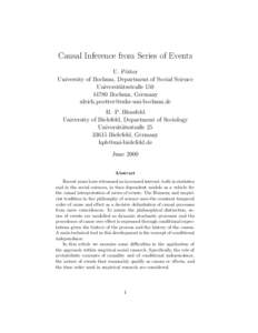 Causal Inference from Series of Events U. P¨otter University of Bochum, Department of Social Science Universit¨atsstraßeBochum, Germany 