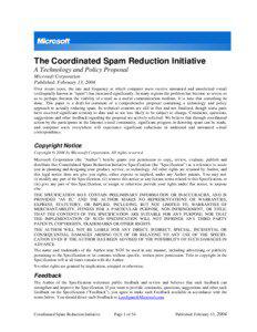 The Coordinated Spam Reduction Initiative: A Technology and Policy Proposal