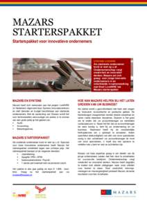 MAZARS STARTERSPAKKET Starterspakket voor innovatieve ondernemers SYNTENS LIVEWIRE