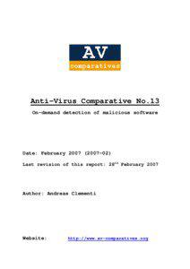 Computer security / ESET NOD32 / Kaspersky Lab / Avira / BitDefender / Dr. Web / Avast! / Kaspersky Anti-Virus / Windows Live OneCare / Antivirus software / Software / System software