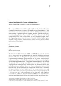 1  1 Lasers: Fundamentals, Types, and Operations Subhash Chandra Singh, Haibo Zeng, Chunlei Guo, and Weiping Cai