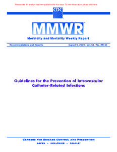 Please note: An erratum has been published for this issue. To view the erratum, please click here.  Morbidity and Mortality Weekly Report Recommendations and Reports  August 9, [removed]Vol[removed]No. RR-10