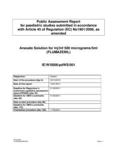 Public Assessment Report for paediatric studies submitted in accordance with Article 45 of Regulation (EC) No1901/2006, as amended  Anexate Solution for Inj/Inf 500 micrograms/5ml