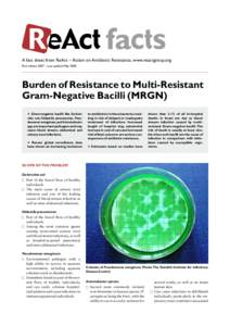 A fact sheet from ReAct – Action on Antibiotic Resistance, www.reactgroup.org First edition 2007 – Last updated May 2008 Burden of Resistance to Multi-Resistant Gram-Negative Bacilli (MRGN) u Gram-negative bacilli li