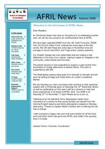 AFRIL News    Autumn 2009 Welcome to the third issue of AFRIL News… Dear Readers,