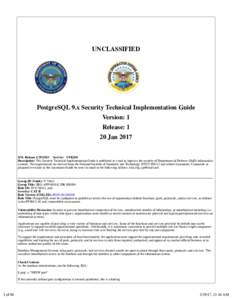 UNCLASSIFIED    PostgreSQL 9.x Security Technical Implementation Guide Version: 1