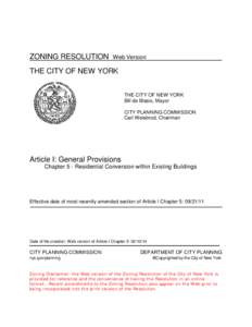 ZONING RESOLUTION  Web Version THE CITY OF NEW YORK THE CITY OF NEW YORK