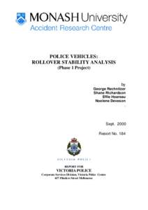 POLICE VEHICLES: ROLLOVER STABILITY ANALYSIS (Phase 1 Project) by George Rechnitzer