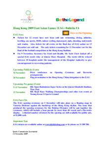 Hong Kong 2009 East Asian Games (EAG) Bulletin # 6 22 EAG News 