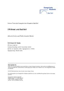 Online-Texte der Evangelischen Akademie Bad Boll  Effi Briest und Bad Boll