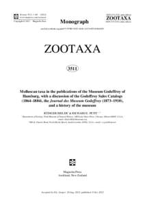 Molluscan taxa in the publications of the Museum Godeffroy of Hamburg, with a discussion of the Godeffroy Sales Catalogs (1864–1884), the Journal des Museum Godeffroy (1873–1910), and a history of the museum