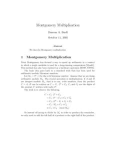Number theory / Computer arithmetic / Multiplication / Montgomery reduction / Multiplicative order / Multiplication algorithm / Modulo operation / Coprime / Modulo / Abstract algebra / Mathematics / Modular arithmetic