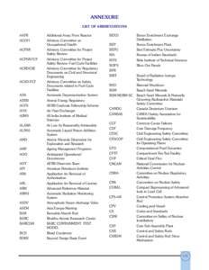 ANNEXURE LIST OF ABBREVIATIONS AAFR Additional Away From Reactor