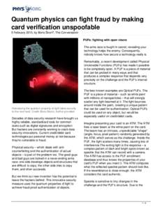 Quantum physics can fight fraud by making card verification unspoofable