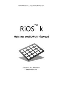 smallQWERTY RiOS™ k User’s Manual, Revision 1.0.5  ™ RiOS k Mobience smallQWERTY keypad