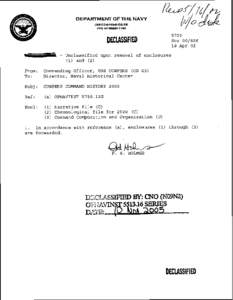 DEPARTMENT OF THE NAVY USS COWPENS (CG 63) FPO AP[removed]DECLASSIFIED